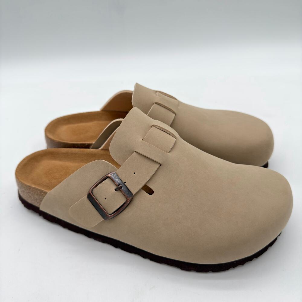 CushionAire Hana Cork Suede Footbed Cushioned Clog Comfort Casual Stone 9